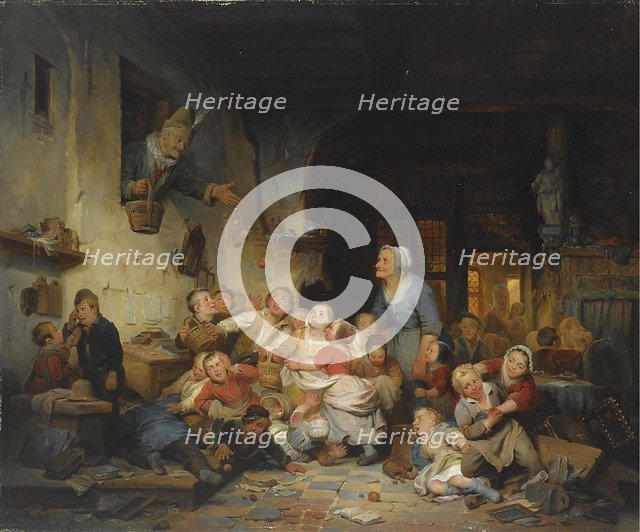 The Village School. Artist: Braekeleer, Ferdinand de, the Elder (1792-1883)