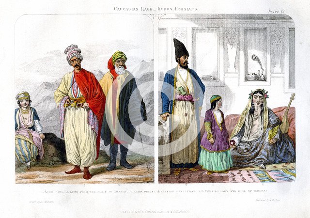 'Caucasian Race, Kurds and Persians', 1873.Artist: A Portier