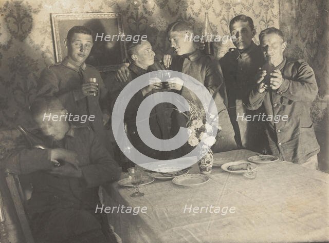 German soldiers enjoying a drink in a dining room, c1900s. Creator: Unknown.