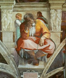 Prophets and Sibyls: Jeremiah (Sistine Chapel ceiling in the Vatican), 1508-1512. Creator: Buonarroti, Michelangelo (1475-1564).