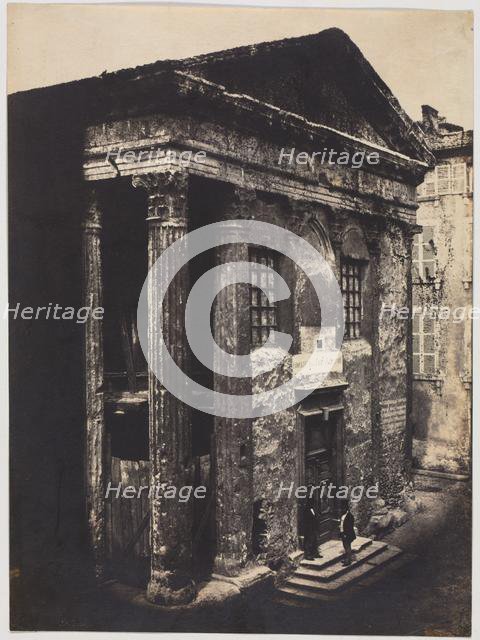 Façade, Temple of Augustus and Livia, Vienne, 1851. Creator: Édouard Baldus (French, 1813-1889).