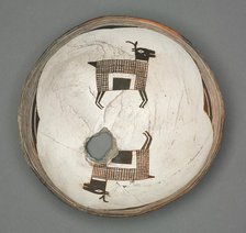 Bowl with Two Pronghorn Antelope, c 1000-1150. Creator: Unknown.