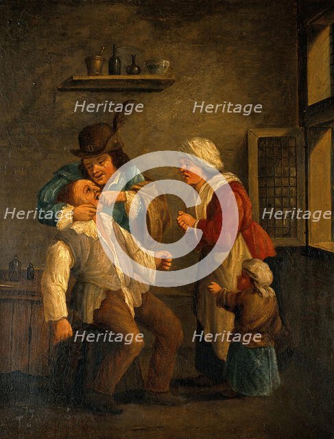 A tooth-drawer operating on a man, with a woman and child looking on. Creator: Both, Andries Dirksz, approximately 1608-1641? (After).