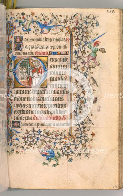 Hours of Charles the Noble, King of Navarre (1361-1425), fol. 2865r, St. Nicholas, c. 1405. Creator: Master of the Brussels Initials and Associates (French).