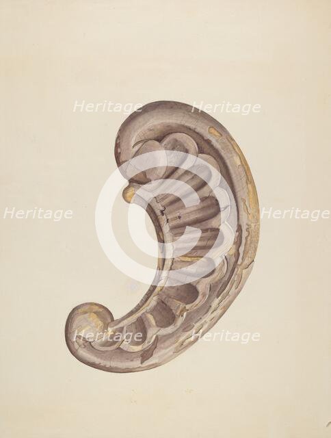 Wood Carving - Scroll, c. 1939. Creator: Harry King.