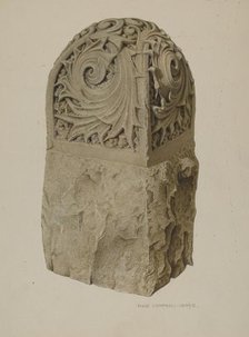 Stone Gate Post, c. 1939. Creator: Rose Campbell-Gerke.