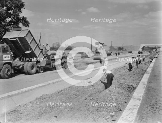 Construction of the M1 motorway, Daventry, Northamptonshire, 02/06/1959. Creator: John Laing plc.