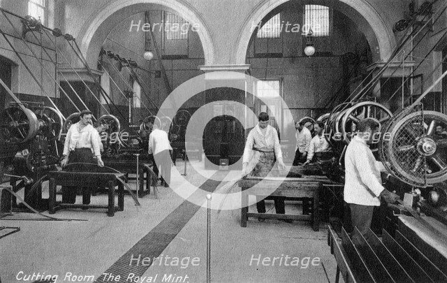 Cutting Room, the Royal Mint, Tower Hill, London, early 20th century. Artist: Unknown