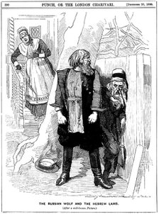 'The Russian Wolf and The Hebrew Lamb', cartoon from Punch, 1890. Artist: Unknown