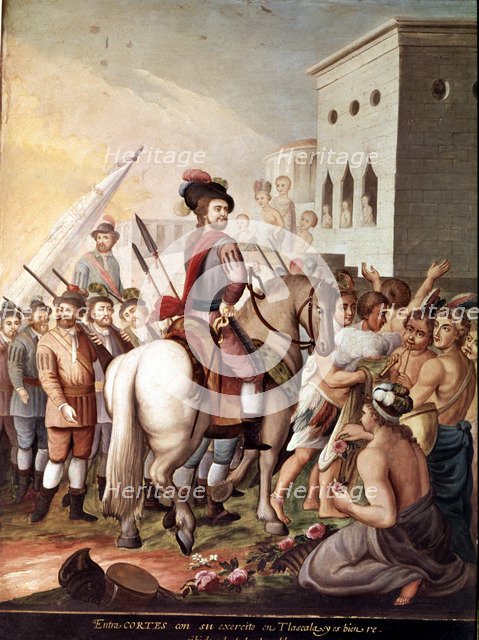 Entry of Hernán Cortés in Tlaxcala', series of Paintings 'Conquest of Mexico'.
