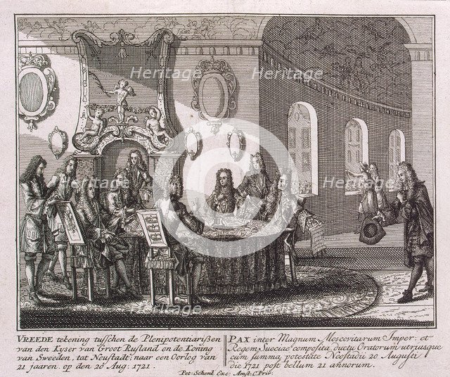 Conclusion of the Peace Treaty of Nystad on 20 August 1721.