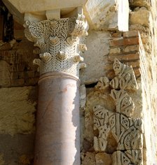 Detail of a carved marble column of Medina Azahara, construction initiated by Almanzor in the 10t…