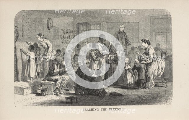Teaching the Freedmen, 1866. Creator: Unknown.
