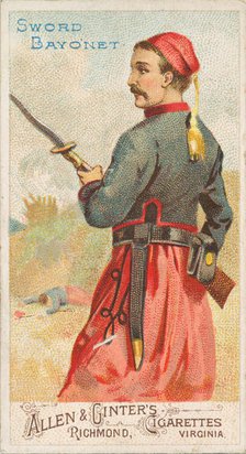 Sword Bayonet, from the Arms of All Nations series (N3) for Allen & Ginter Cigarettes Brands, 1887. Creator: Allen & Ginter.