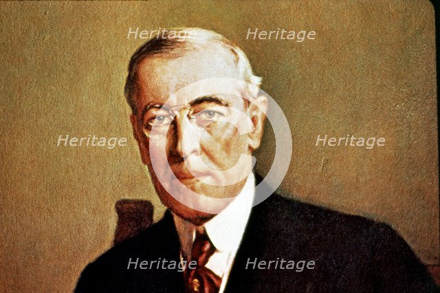 Thomas Woodrow Wilson (1856-1924), the twenty eighth U.S. president, Nobel Peace Prize, 1919.