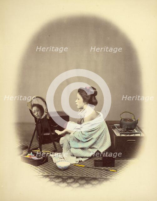 Woman Using Cosmetics, 1866-1867. Creator: Felice Beato.