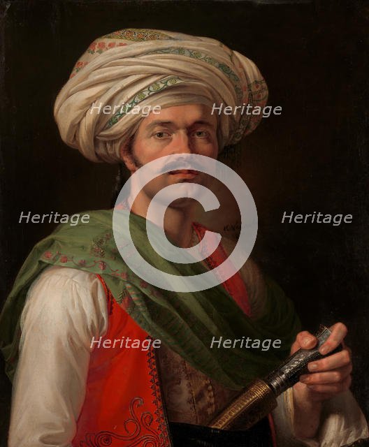 Portrait of a Mameluke, Said to Be Roustam Raza (ca. 1781-1845), 1810. Creator: Émile Jean-Horace Vernet.