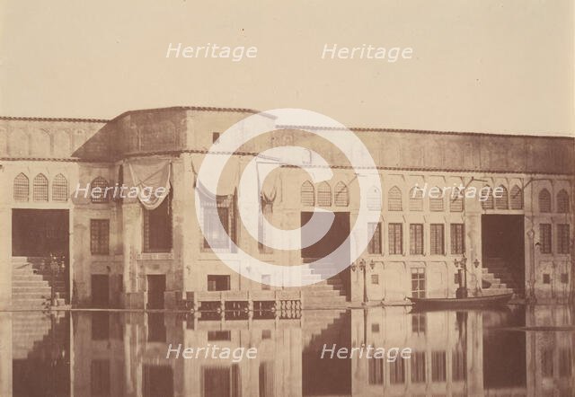 [Summer residence (Qasr) of the Shah, Emarat-e xoruji, Teheran, Iran], 1840s-60s. Creator: Possibly by Luigi Pesce.