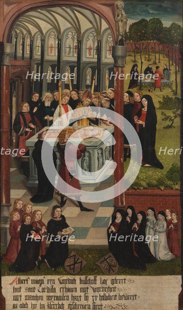 Scenes from the Legend of Saint Cordula: The burial of Saint Cordula by Albertus Magnus, c1490-1499. Creator: Master of Cologne (active ca 1500).