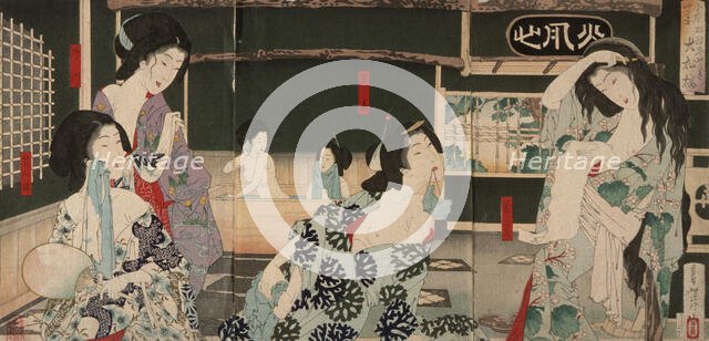 Summer: Women Bathing at the Daishoro, 1883. Creator: Tsukioka Yoshitoshi.