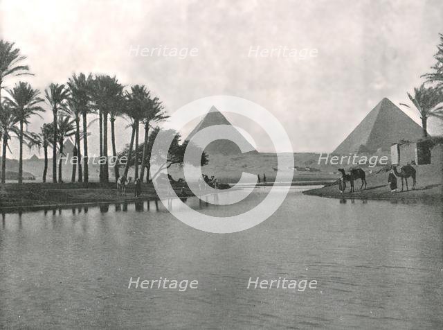 The Pyramids and the Nile, Gizeh, Egypt, 1895.  Creator: W & S Ltd.