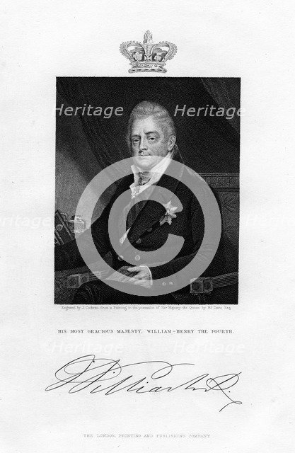 William IV, King of the United Kingdom, 19th century.Artist: J Cochran