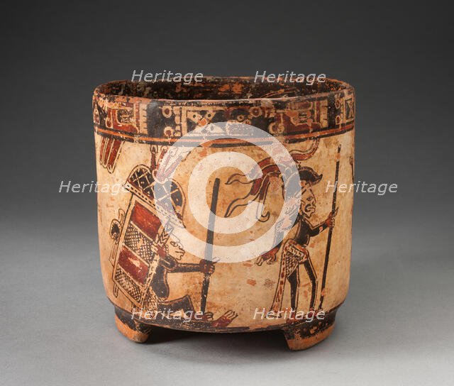 Tripod Vessel Depicting Monkey Hunters and Traders, A.D. 850/950. Creator: Unknown.