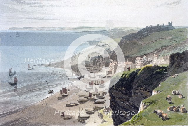 'Hastings, from the East Cliff', 1823. Artist: William Daniell