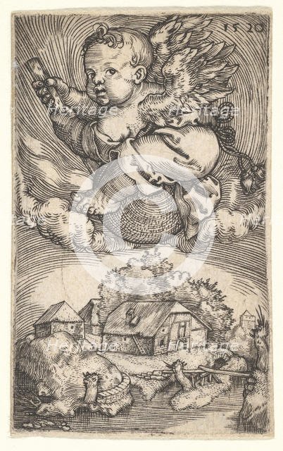 Genius on a Globe Floating in the Air, mid-17th century. Creator: Barthel Beham.