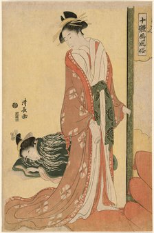 Courtesan Going to Bed, from the series "Ten Types of Beauties in Pictures..., ", c.1794. Creator: Torii Kiyonaga.