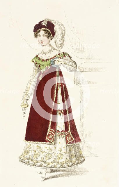 Fashion Plate (Danish Fancy Dress Worn at the Prince Regents Fête), 1819. Creator: John Bell.
