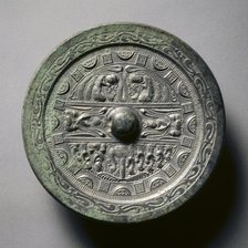 Mirror Featuring Deities and Kings in Three Sections..., late 2nd-early 3rd century. Creator: Unknown.