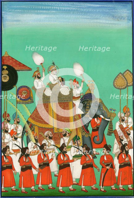 Rajah of Jodhpur Riding an Elephant, c. 1780. Artist: Indian Art  