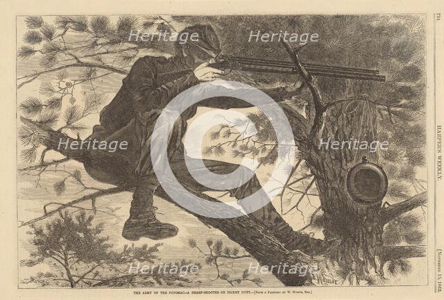 The Army of the Potomac - A Sharp-Shooter on Picket Duty, 1862. Creator: Winslow Homer.