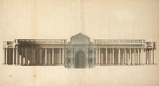 Presentation drawing of the Great Gate and Colonnade, Burlington House, Piccadilly..., c1782. Creator: George Meredith.