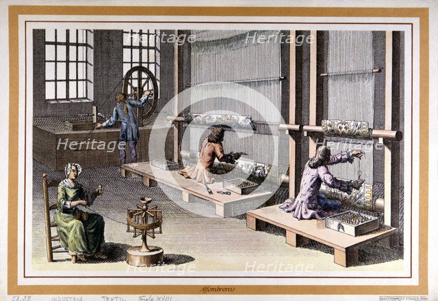 Interior of a carpet shop, engraving.