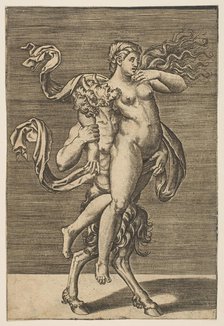 Satyr carrying a nymph restraining her right arm, ca. 1515-1600. Creator: Unknown.