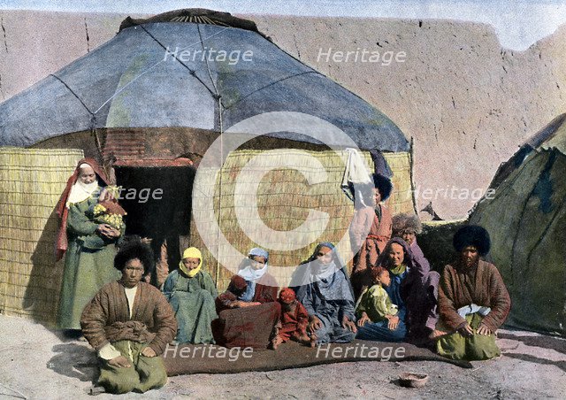 Central Asian family outside their house, c1890. Artist: Unknown