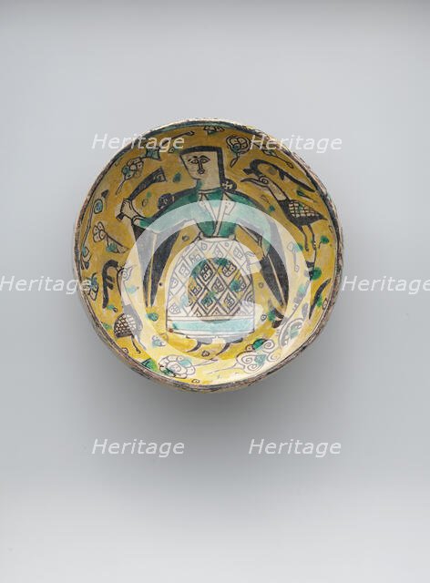 Bowl with a Figure and Birds, Iran, 10th century. Creator: Unknown.