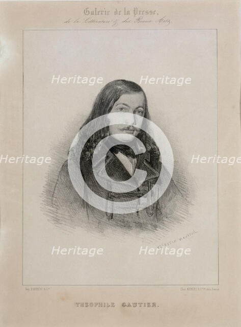 Portrait of the poet Théophile Gautier (1811-1872). Creator: Nanteuil, Célestin François (1813-1873).