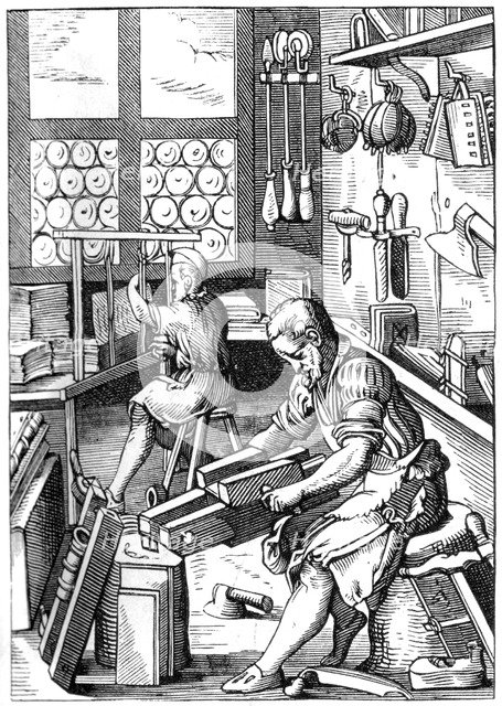 Bookbinder, 16th century (1849).Artist: Jost Amman