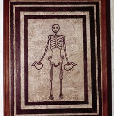 Roman mosaic of a skeleton, Pompeii, Italy. Artist: Unknown