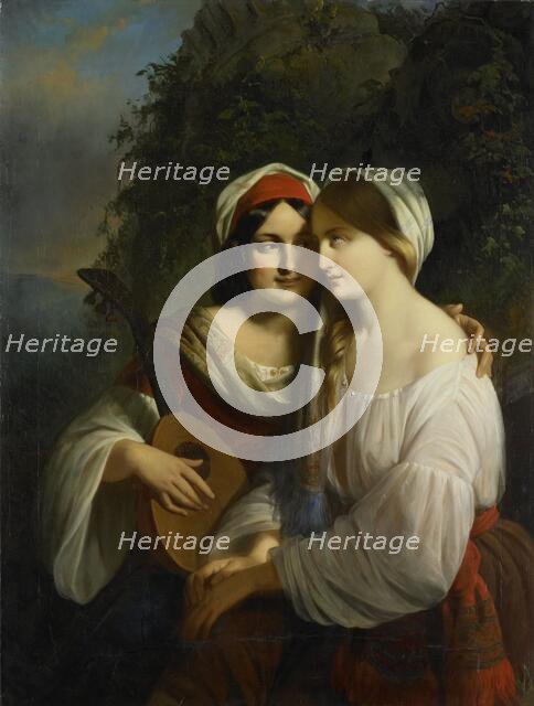 Two women in Italian costume, 1851.  Creator: Moritz Calisch.