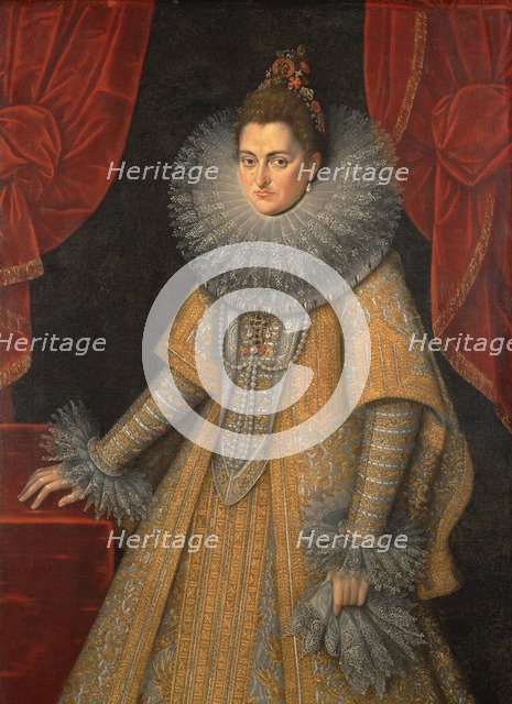 Portrait of Infanta Isabella Clara Eugenia of Spain (1566-1633), c. 1598. Artist: Pourbus, Frans, the Younger (1569-1622)
