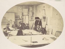 [Charles Garnier in the Drafting Room While Designing the New Paris Opera], ca. 1870. Creator: Louis-Emile Durandelle.