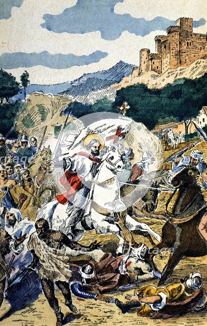 Battle of Clavijo (834), legendary battle where the apostle James made an appearance riding a whi…