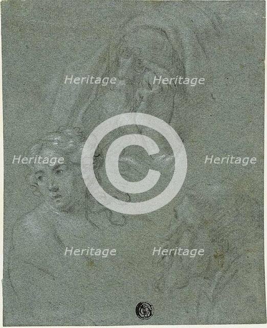 Sheet of Sketches with Three Heads, n.d. Creator: Louis Ferdinand Elle.