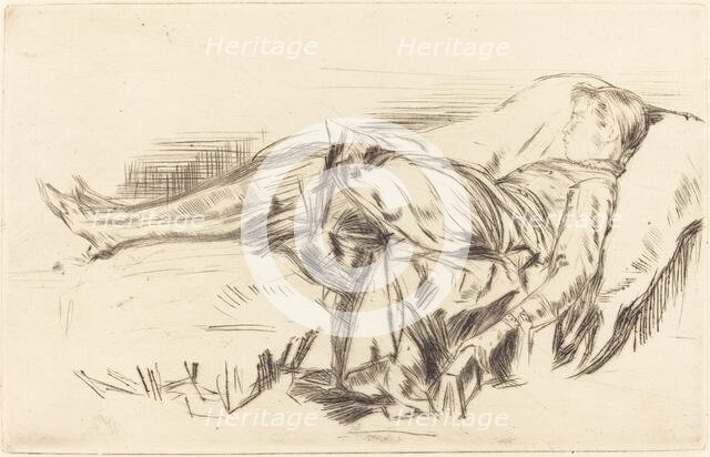 A Child on a Couch, No.2, c. 1873/1875. Creator: James Abbott McNeill Whistler.