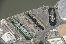 HMS Cavalier, HMS Gannet and HM Submarine Ocelot at The Historic Dockyard Chatham, Medway, 2024. Creator: Damian Grady.