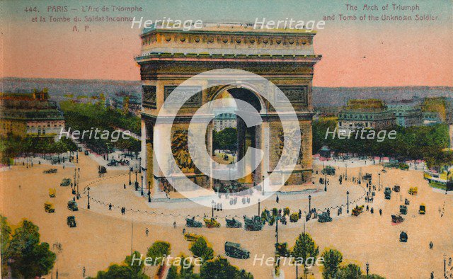 The Arc de Triomphe and Tomb of the Unknown Soldier, Paris, c1920. Artist: Unknown.